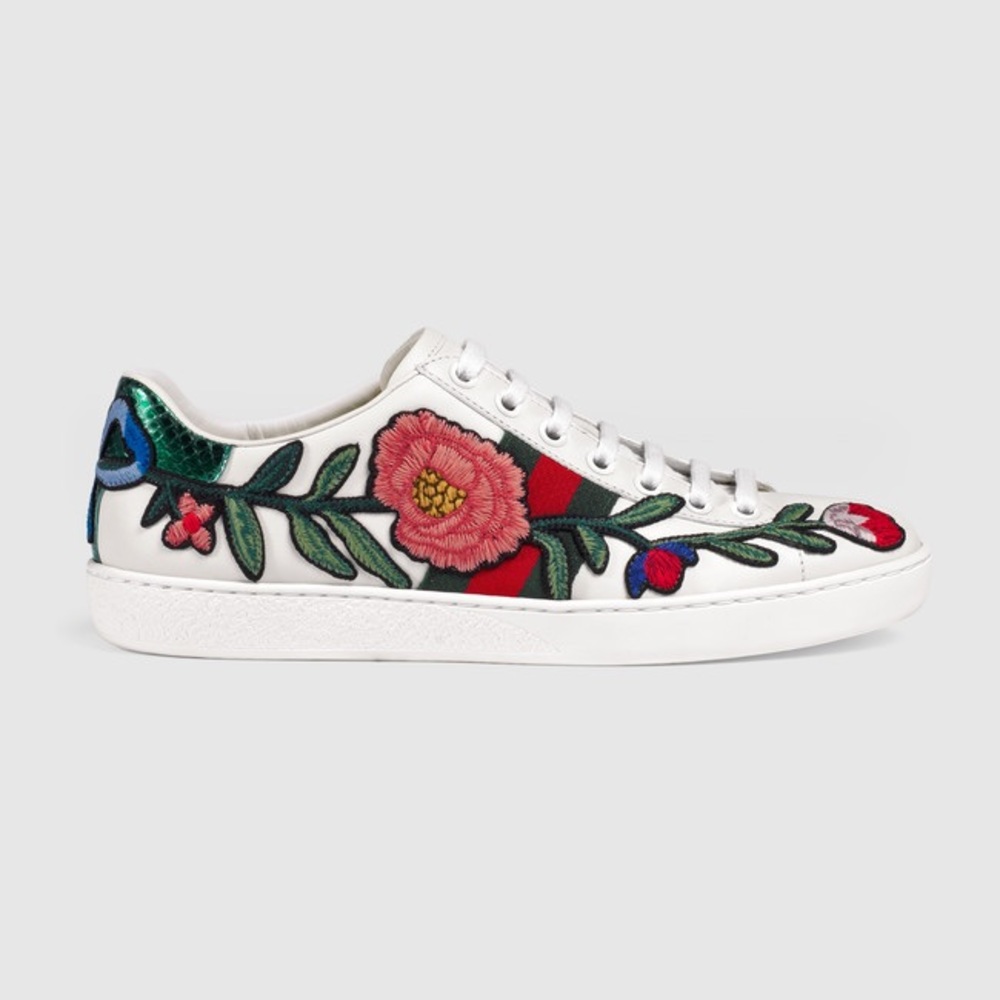 Gucci Ace Embroidery Rose Sneakers